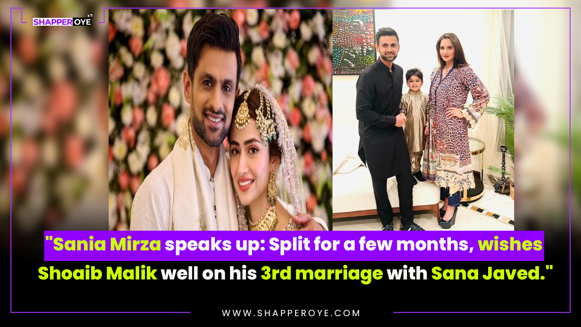 "Sania Mirza speaks up: Split for a few months, wishes Shoaib Malik well on his 3rd marriage with Sana Javed."